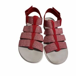 Clarks Cloudstepper  Red Elastic Strap Sandals Womens Sz 7.5